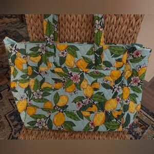 Vera Bradley Floral Lemon Twist Print Tote Bag work overnight